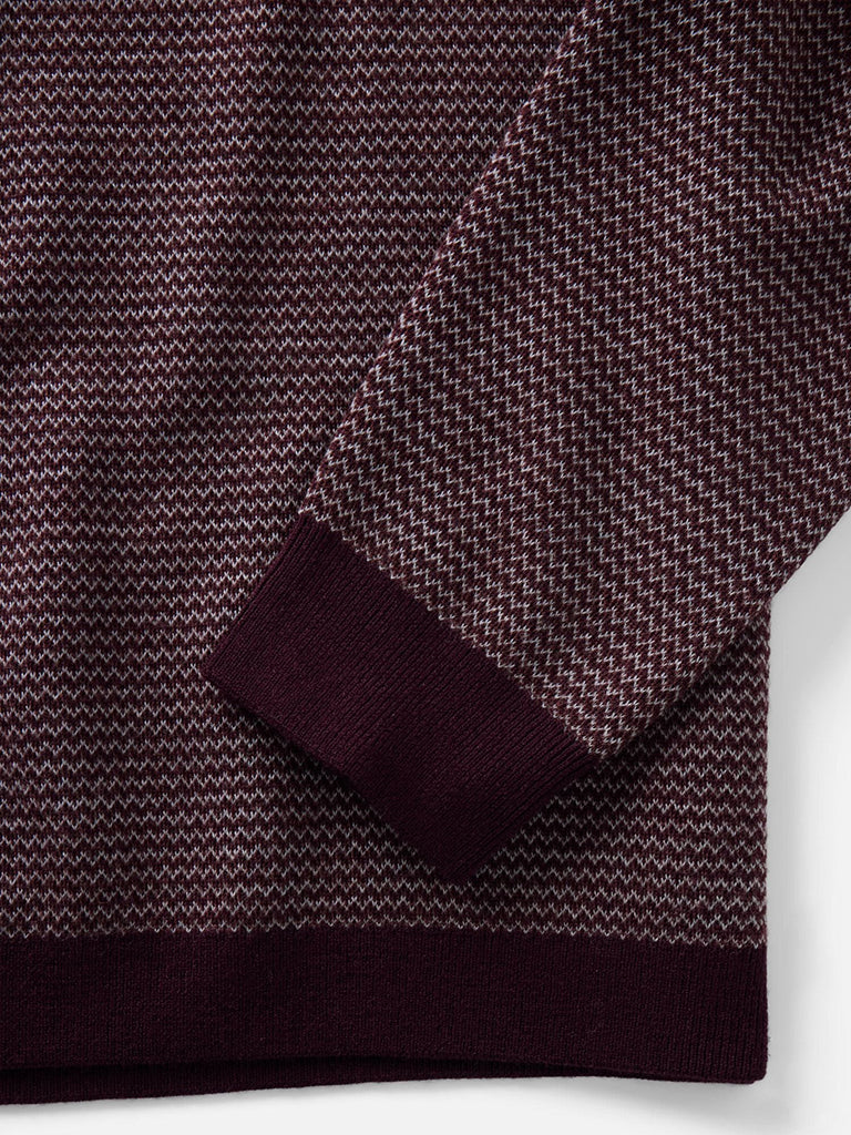 Newton Sweater Polo- Burgundy Birdseye Merino Taylor Stitch Sweaters