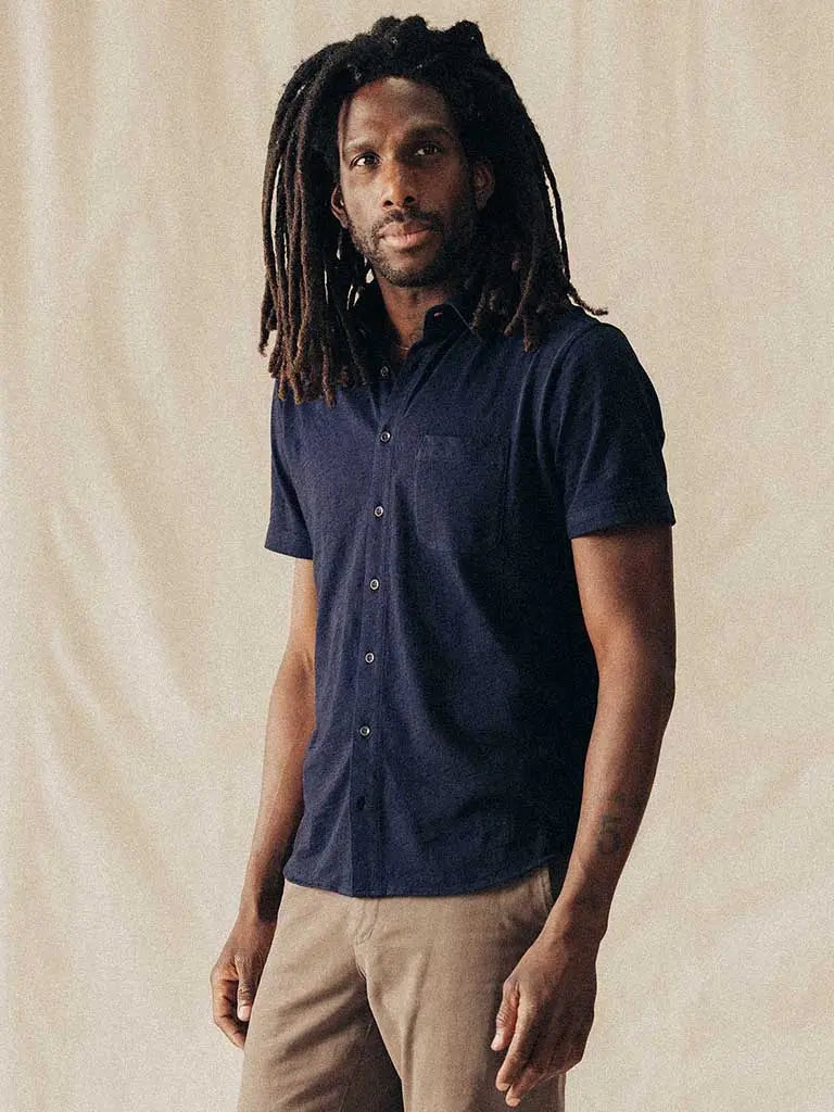 Short Sleeve California Shirt- Rinsed Indigo Taylor Stitch