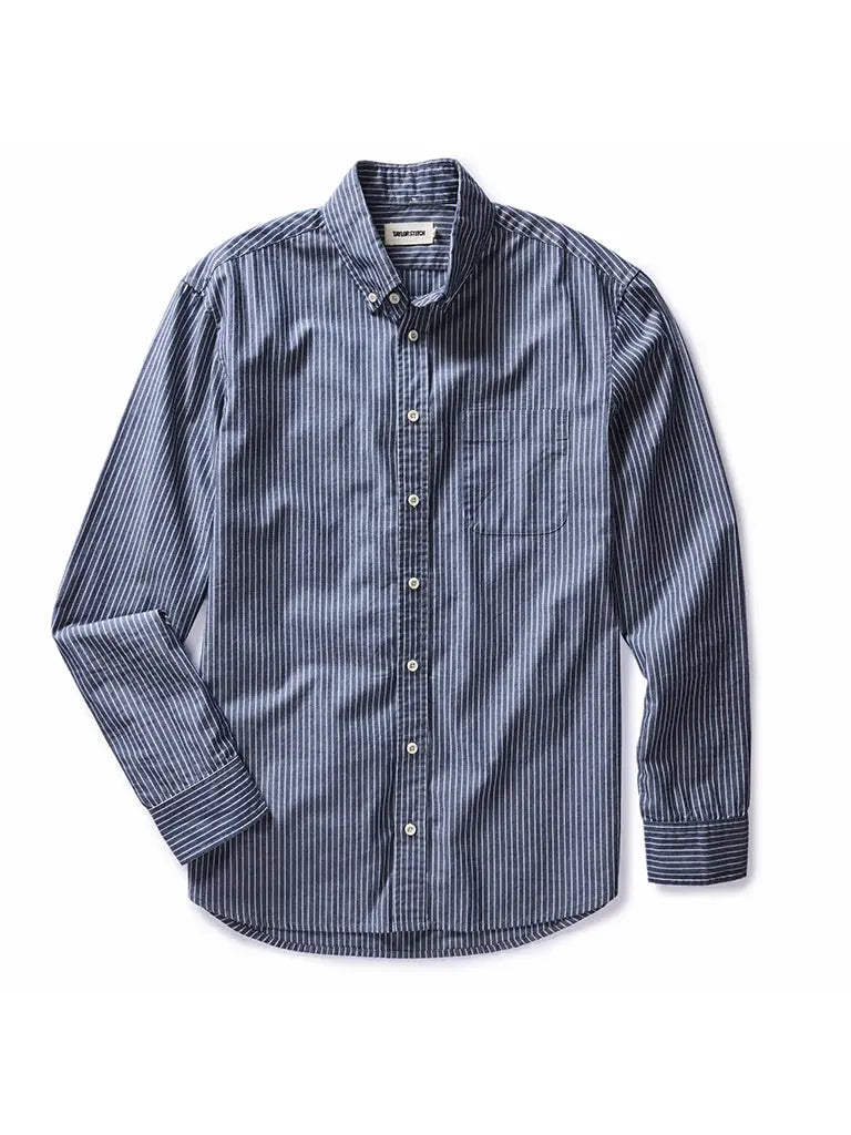 Jack Shirt- Rinsed Indigo Stripe Taylor Stitch