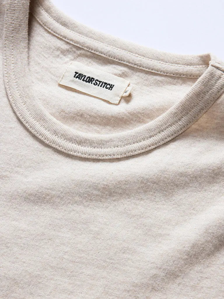 Organic Cotton Tee- Heather Oat Taylor Stitch