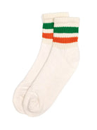 Retro Stripe Quarter Crew Sock- Orange/Kelly Green - Eames NW