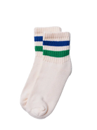 Retro Stripe Quarter Crew Sock- Kelly Green/Royal American Trench