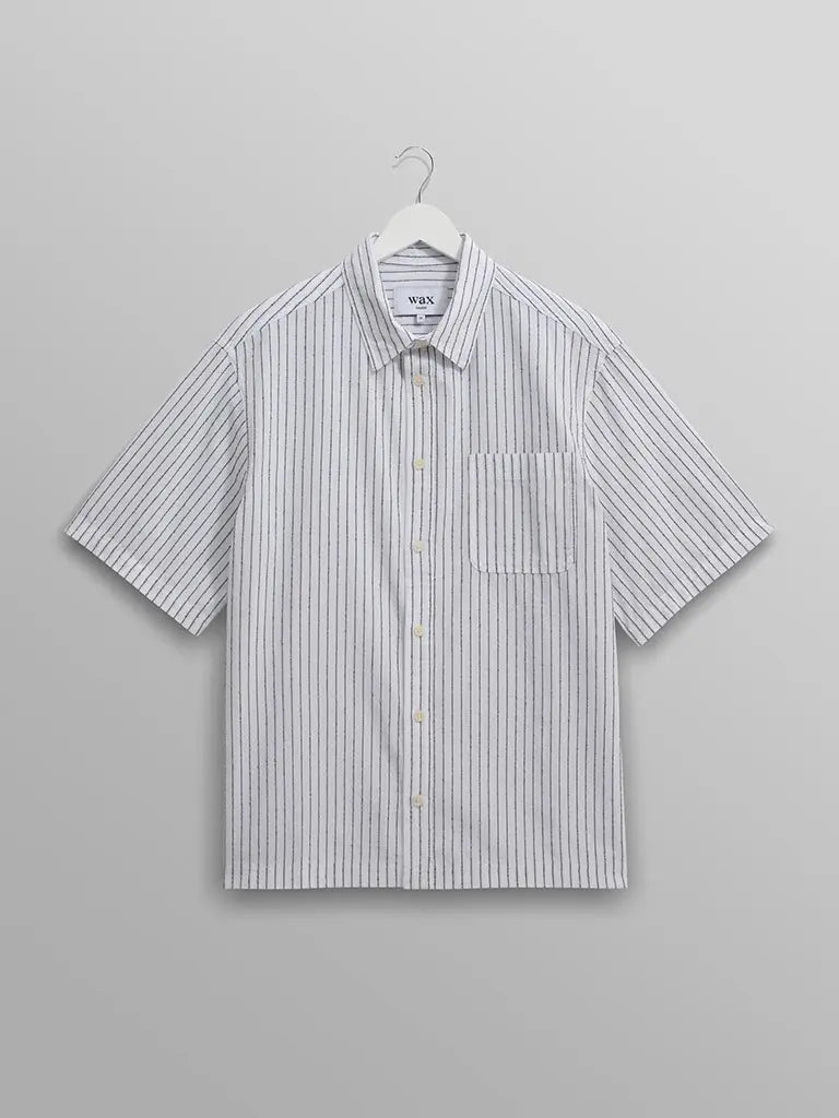 Kew Short Sleeve Shirt- White Stripe Wax London