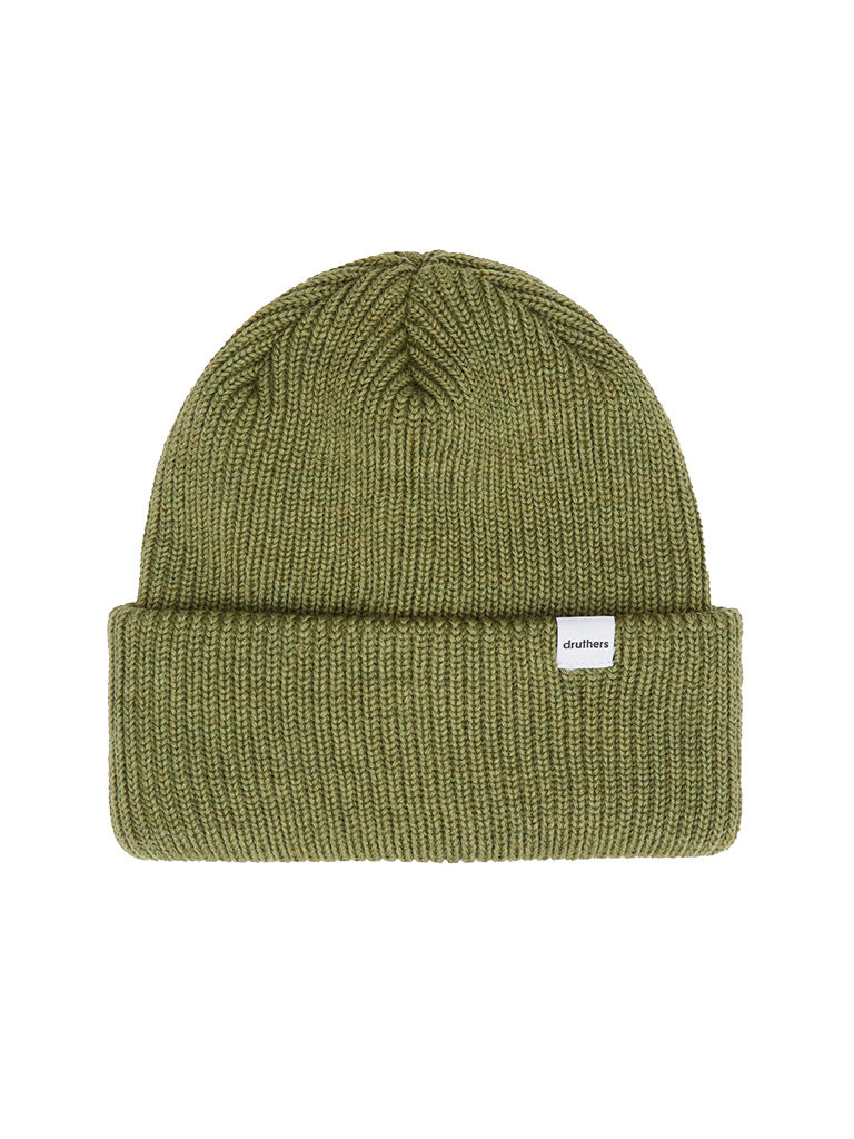 Merino Wool 1x1 Knit Beanie- Olive Druthers Hats