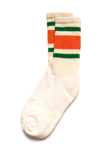 Retro Stripe Sock- Orange/Kelly Green