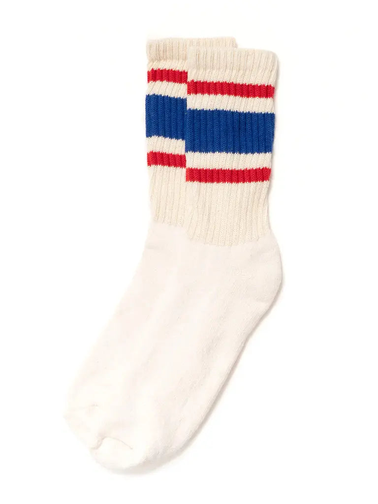 Retro Stripe Sock- Royal/Red