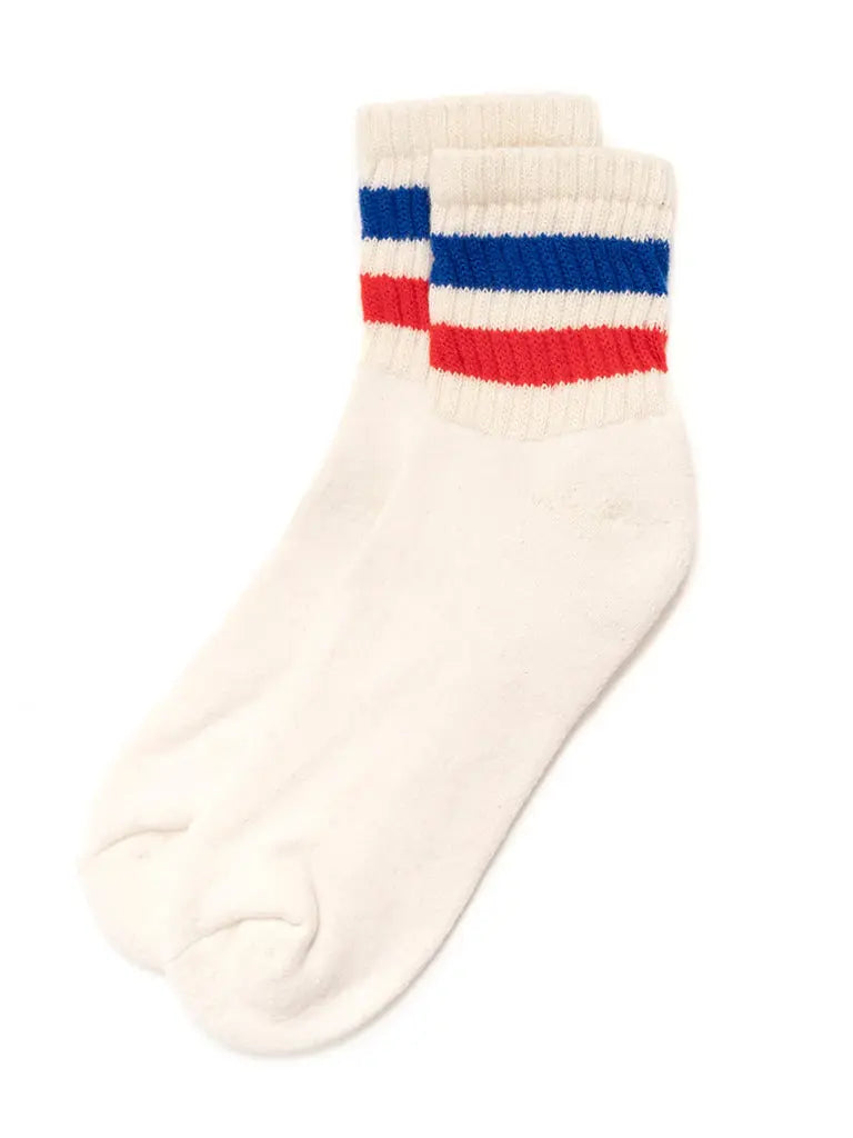 Retro Stripe Quarter Crew Sock- Royal/Red - Eames NW