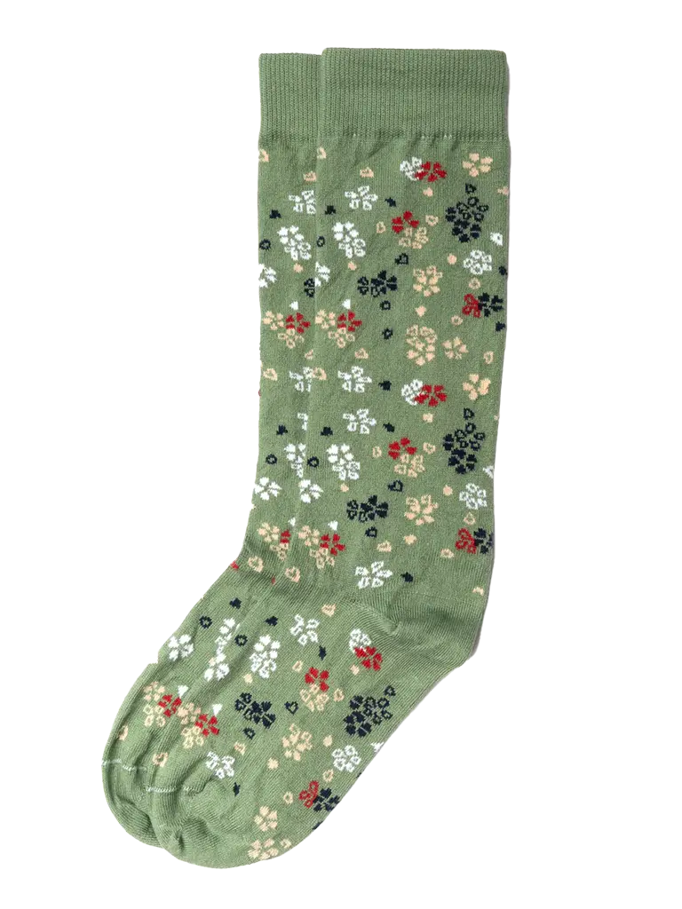 Floral Crew Sock- Sage American Trench