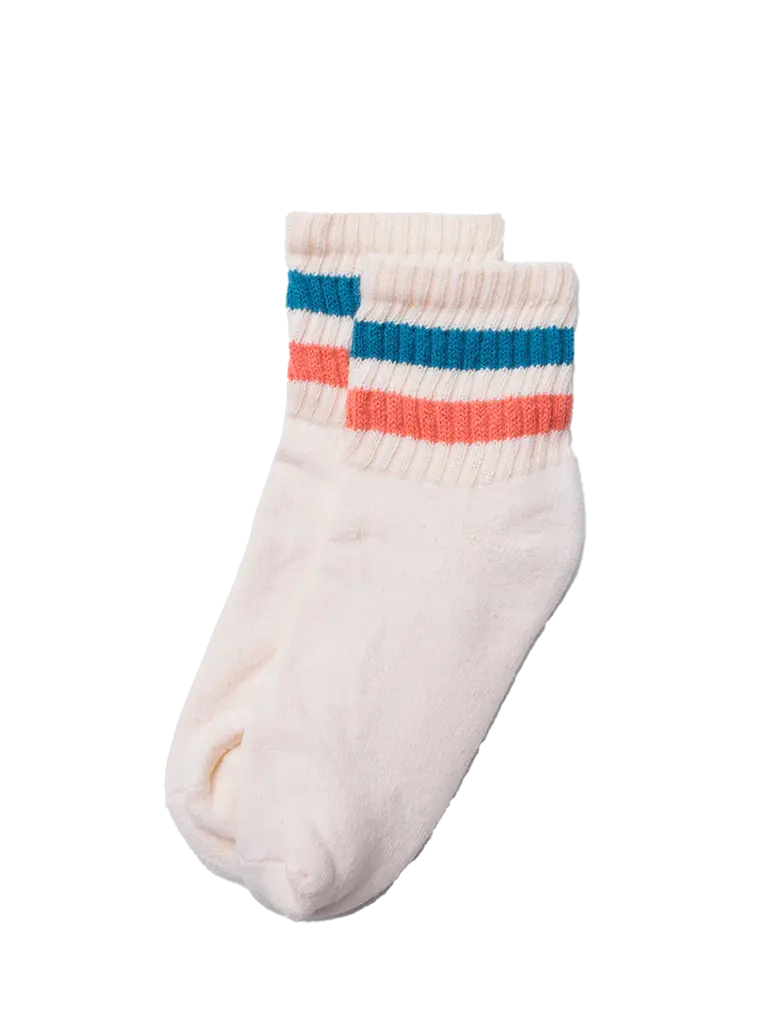 Retro Stripe Quarter Crew Sock- Tile/Coral American Trench