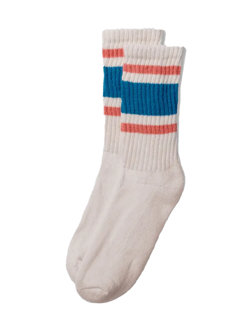 Retro Stripe Sock-Tile/Coral