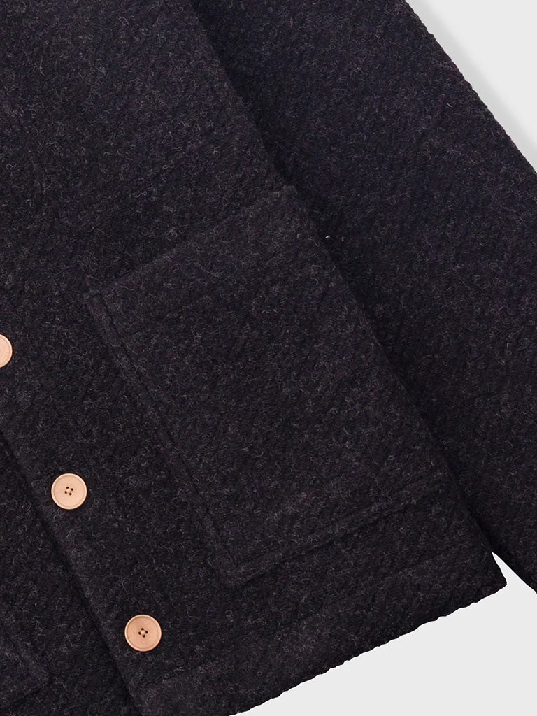 Pocket Cardigan- Charcoal Wool Folk Sweaters