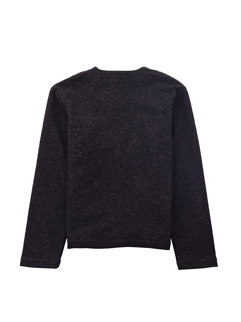 Pocket Cardigan- Charcoal Wool Folk Sweaters