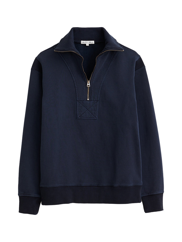 Fleece Half Zip Sweatshirt- Navy