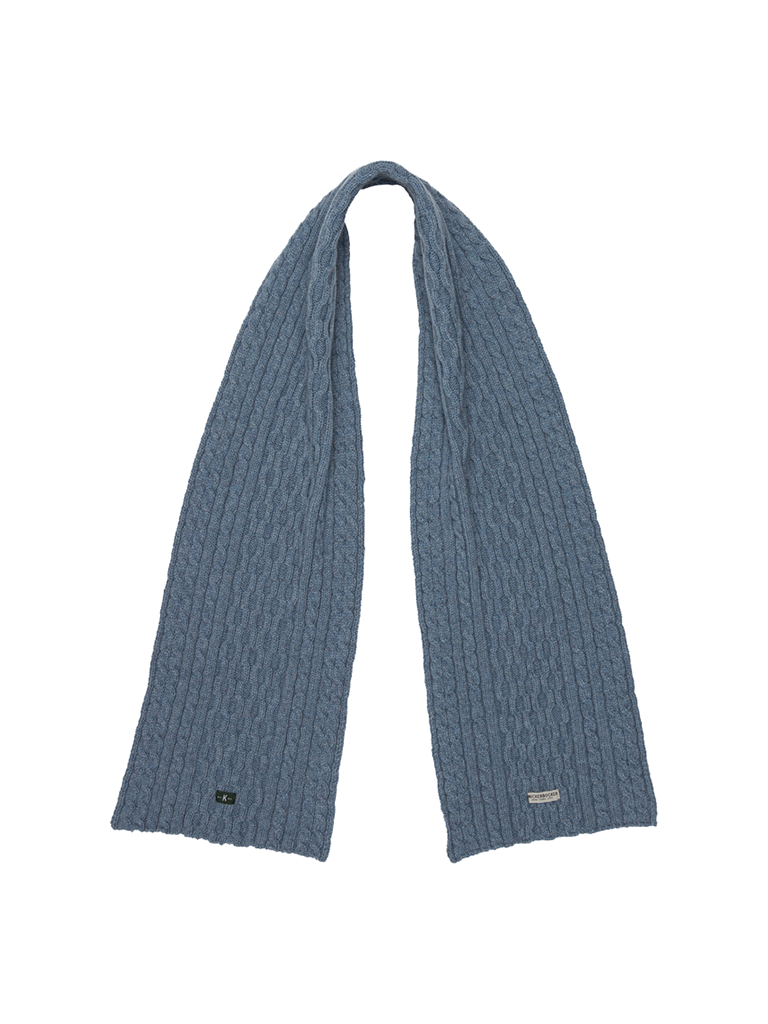 Cable Knit Wool Scarf- Sky