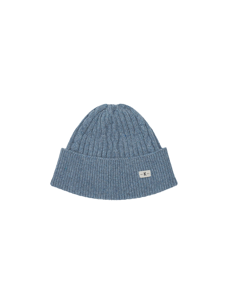 Cable Knit Wool Cap- Sky