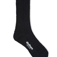 Organic Cotton Ribbed Slub Crew Socks- Navy/Black