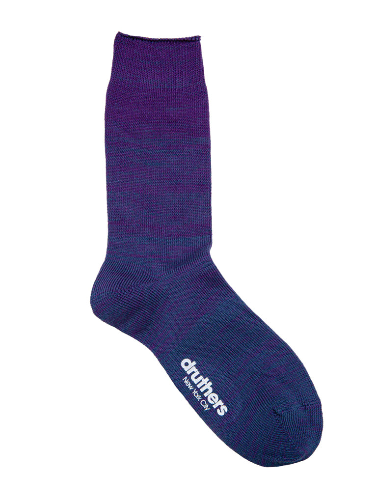 Organic Cotton Gradient Crew Sock - Purple/Navy