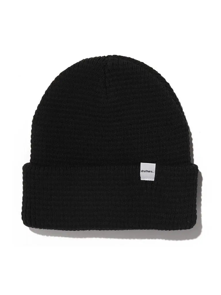 Organic Cotton Waffle Knit Beanie- Black - Eames NW