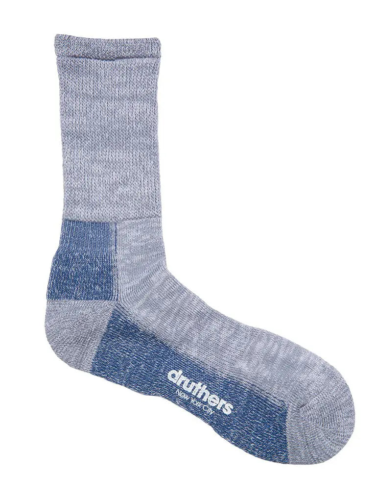 Organic Cotton Defender Crew Socks - Grey Blue