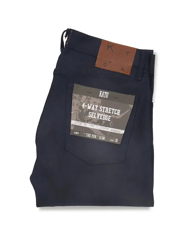 The Pen Slim 10.5oz Raw Stretch Selvedge- Indigo/Black - Eames NW