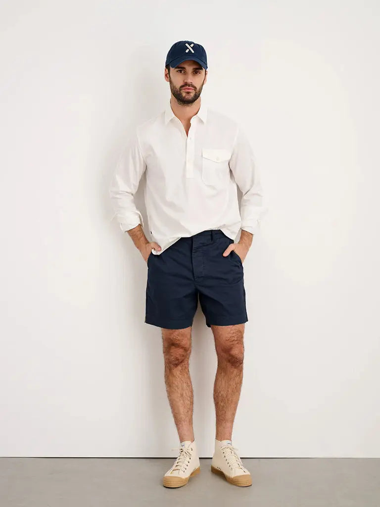 Flat Front Chino Shorts- Dark navy