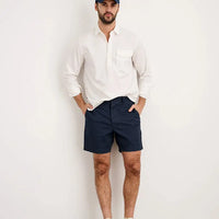 Flat Front Chino Shorts- Dark navy