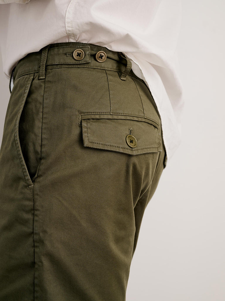 Flat Front Chino Shorts- Olive