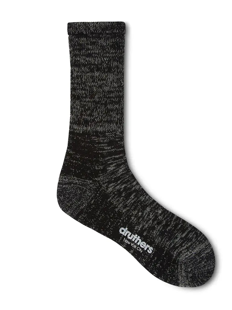 Organic Cotton Defender Crew Socks - Black - Eames NW